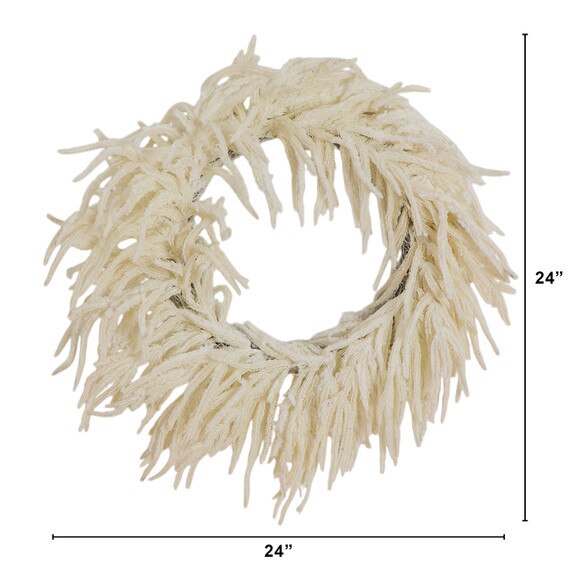 24-in Artificia Real Touch White Norfolk Island Pine Wreath with Natural Look - SKU #W1403 - 1